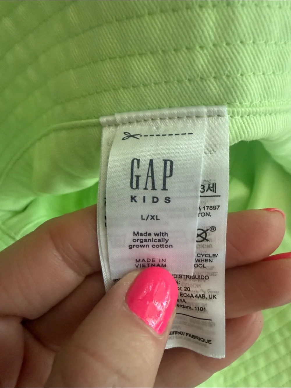 Gap Kids Reversible Bucket Hat L/XL Pastel Psychedelic Print Neon Green